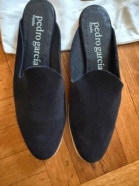 Pedro Garcia Black Suede Mule Slides